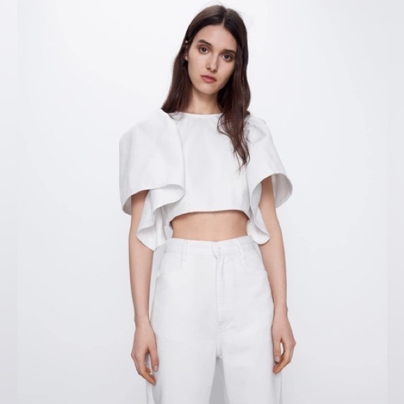 NWT Zara White Denim Top - Picture 1 of 5